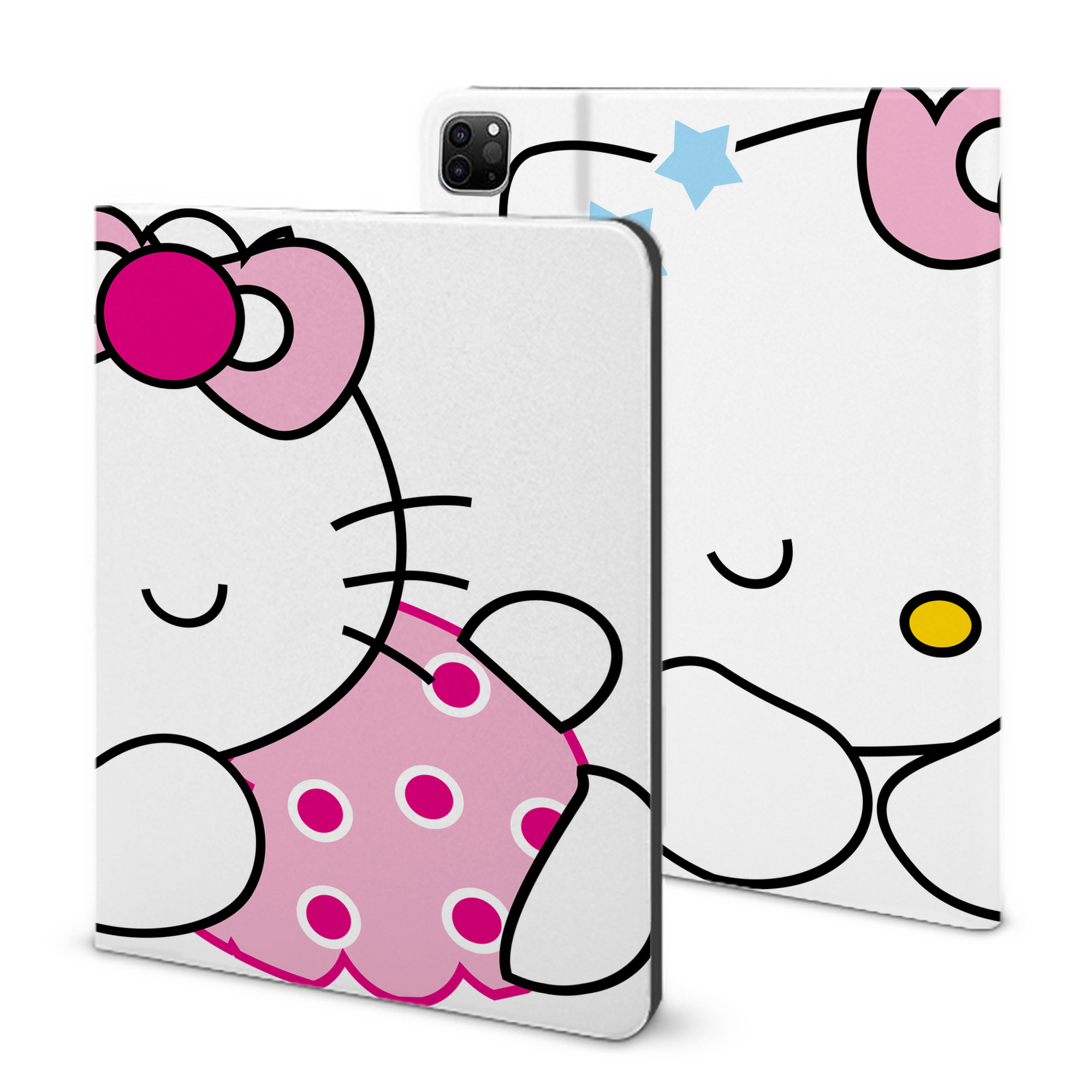 （画像用） Hello Kitty ハローキティ IPad ケース ブック型 PUレザー TPU 耐衝撃 軽量 薄型 ペン収納なし 全面保護 IPad 各モデル対応